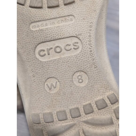 Crocs Women’s Size 8 Cobbler Slide Slip On Sandal Comfort Shoe Tan & White - Picture 7 of 16